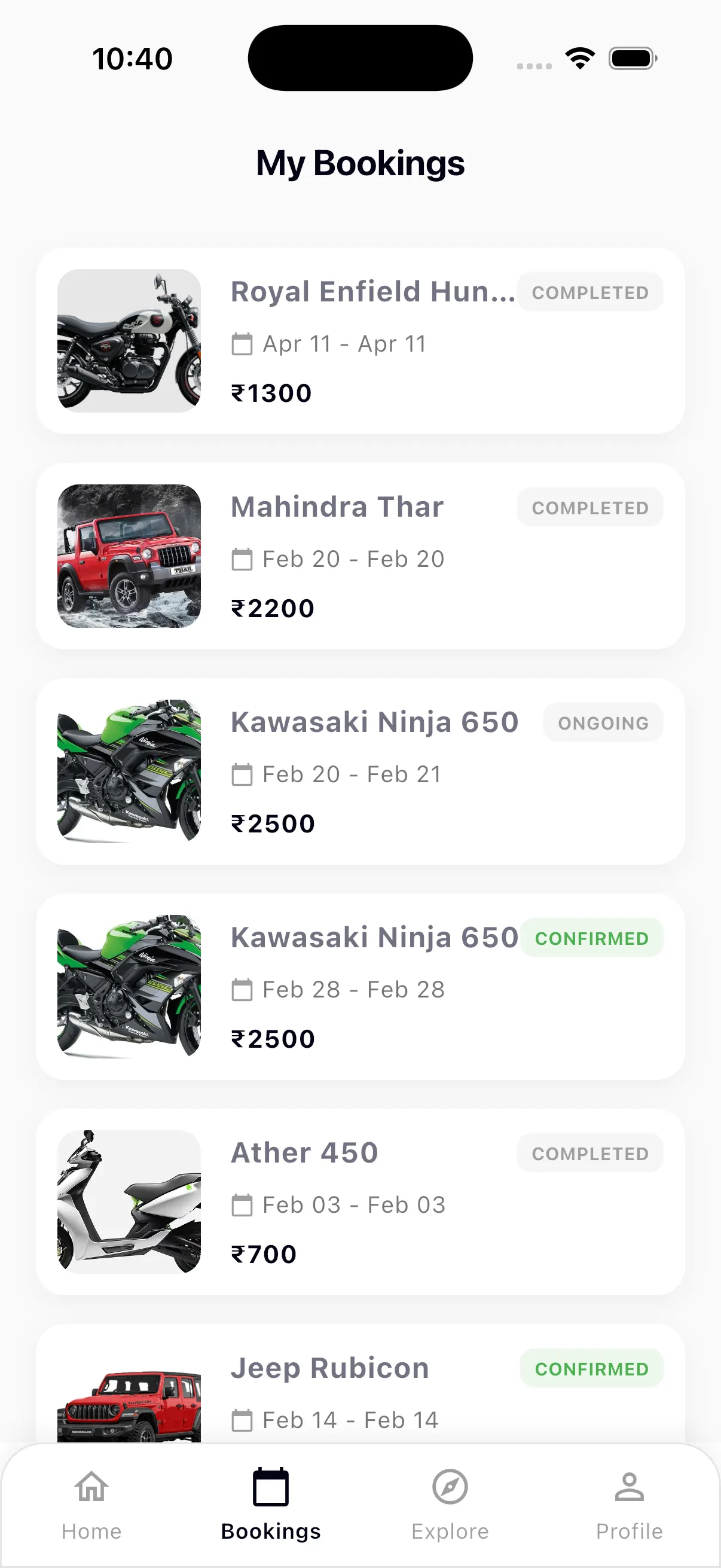 Revo App Bookings Preview